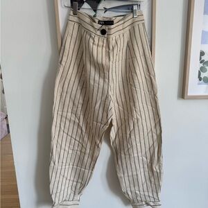 Zara women’s Striped Tan Pants